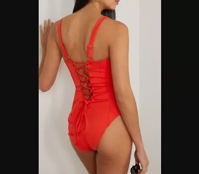 Good American NEW Large Red Sculpt One Piece Swimsuit Swim Summer Beach 3 • $31.99