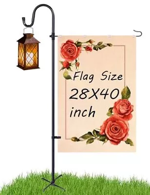 Large Garden Flag Holder Stand Pole For 28 X 40 Flags With Shepherds Hooks Fo... • $29.48