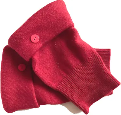Fingerless Gloves Red 100% Cashmere L - Xl Large - Extra-large Women's Ladies • $28.49