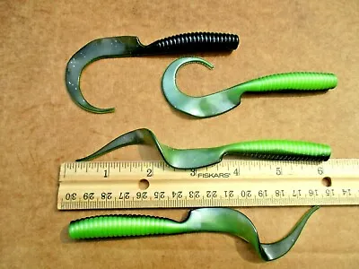 10ct BLACK GREEN Mix 6  Curly Tail GRUBS Swimming Bass Lures Saltwater Baits • $9.99