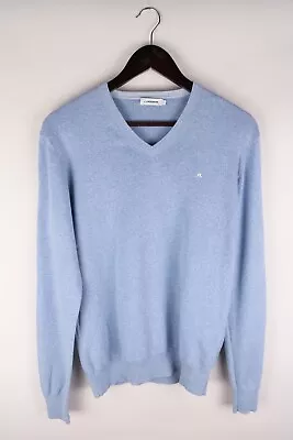 J.Lindeberg Men Jumper Knit Casual Blue Cotton Pullover Size L • £31.14