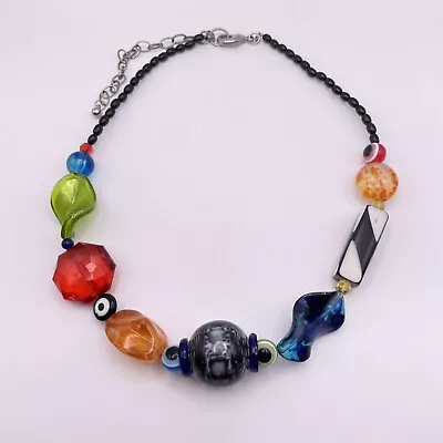 Beaded Necklace Multicolor Magic Eye Bead Single Strand Estate Jewelry 18-20  • $5.98