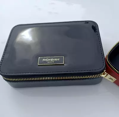 YSL Beaute Yves Saint Laurent Pouch Black Case Cosmetic Bag Clutch With Mirror • £30.99