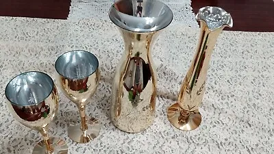 Candlelight Crystal By Mueller Bud Vase Carafe And Two Goblets • $25