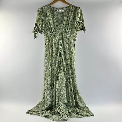 Into Womens Dress Size 8 Maxi Length Green VGUC Floral • $30