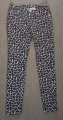 Michael Kors Womens 4 Animal Leopard Pattern Stretch Denim Skinny Jeans 28x29 • $19.99