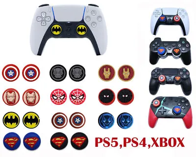 2x Silicone Analog Thumb Stick Grip Cover Caps PS5 PS4 Xbox One Switch Marvel • £1.89