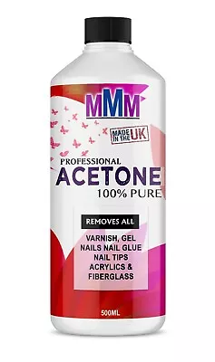 £8.99 • Buy 100% Pure Acetone Superior Quality Nail Polish Remover UV/LED GEL Soak Off 500ML