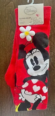 NEW MINNIE MOUSE Disney 3D Knee Highs Fits Sizes 9-11 Socks 1 Pair NWT Fabulous! • $6.99