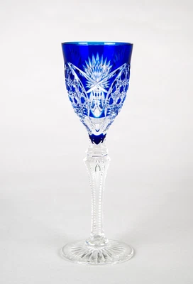 $297.50 • Buy Val St Lambert Richepin Cobalt Blue Cut To Clear Roemer Wine Glass Signed 
