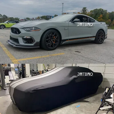 For Ford Mustang Mach 1 Indoor Black +Grey Line Stain Stretch Full Car Cover AUS • $154.25