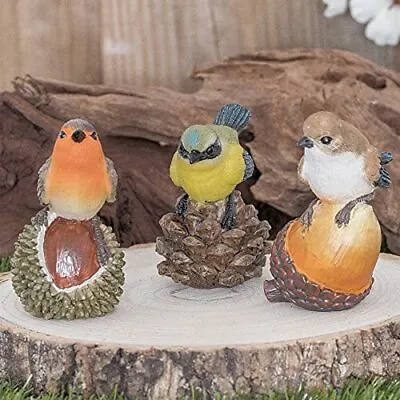 £8.99 • Buy Pelle & Sol Set Of 3 British Birds On Nuts Garden Animal Ornaments Robin, Blue T