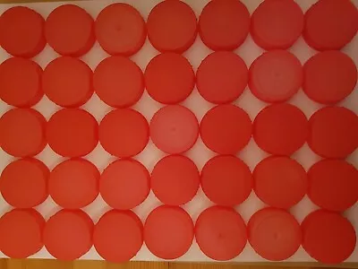 35 Red Plastic Screw Top Milk Bottle Tops Lids Caps (Kids Art Craft School) • £1.50