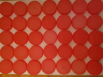70 Red Plastic Screw Top Milk Bottle Tops Lids Caps (Kids Art Craft School) • £2.25