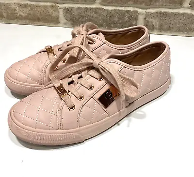 G By GUESS Backer 2 Pink Quilted Lace Up Sneaker Shoe Logo Size 7 • $19.95