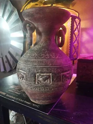 UNIQUE Vase Mid 20th Century Tribal Latin America Handmade Red Clay Urn  11” • $45