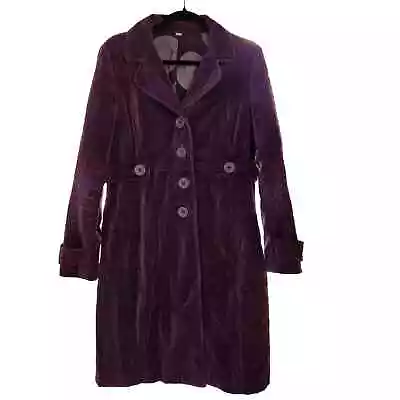 Long Purple Velvet Jacket Wide Collar Vintage 00s Size Medium 10 • $64