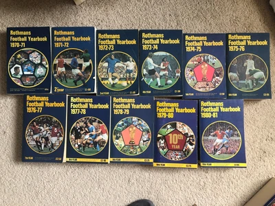 £100 • Buy Rothmans / Sky Sports Football Yearbooks 1970-1981