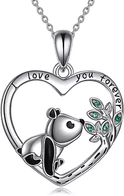 Heart Panda Necklace For Women I Love You Forever 925 Sterling Silver Cute Anima • $89.95