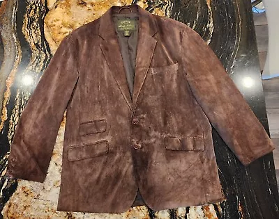 ORVIS SIGNATURE COLLECTION Mens Brown Suede Leather Blazer 2 Button Jacket Sz XL • $119.99