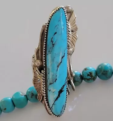 OLD PAWN Vintage Baby Blue Webbed Turquoise In STERLING Navajo Ring Size 5 1/2 • $20.50