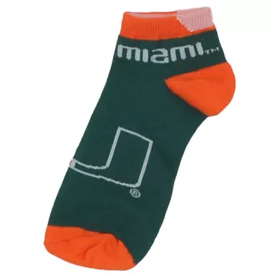 NCAA Miami Hurricanes Green Orange Crew Socks Mens Shoe Size Medium 6-11 Sports • $18.36