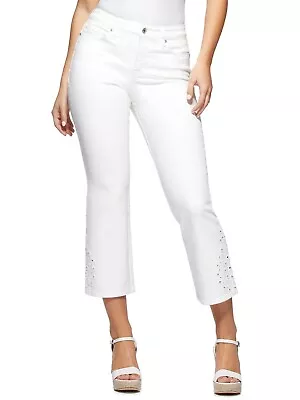 Sofia Vergara Women's White Jeans Hi Rise Crop Flare Jeans Size 8 Stretch Pants • $12.23