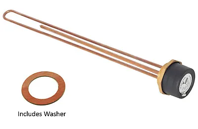 Tesla 27” Copper 3kW Hot Water Immersion Heater Element 2 1/4  Boss + Thermostat • £8.22