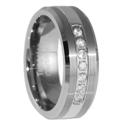 8MM Tungsten Carbide Wedding Band CZ Bridal Men Jewelry Ring Size 5-15 • $14.99