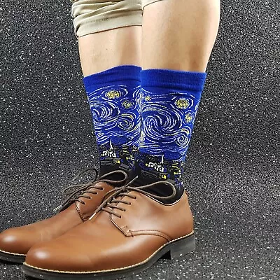 [NEW] Blue Art Socks. 1889 Starry Night. Van. Gough. Fun Novelty Gift Idea.  • $9