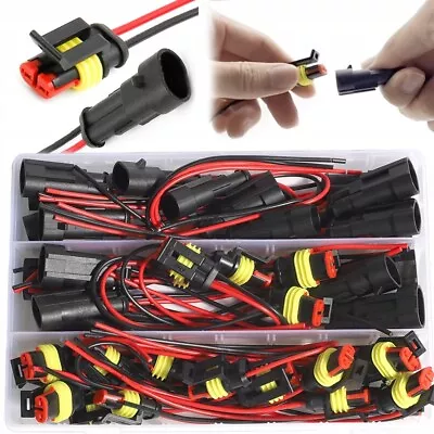 15Sets 2 Pin Way Car Electrical Connector Plug Waterproof HID Socket Connector • $25.65