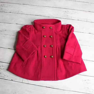 Gap Vintage Baby Girl Pink Wool Pea Coat 18-24 Months Military Jacket • $39.99