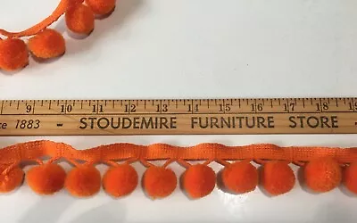 Vintage 1960's Orange 1  Pom Pom Sewing Trim Pillows Curtains Upholstery 10 Yd • $11.99