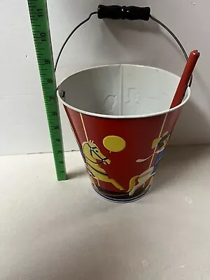 Vintage Wolverine Supply Co Children's Tin Sand Pail Bucket Carousel Litho • $44.99