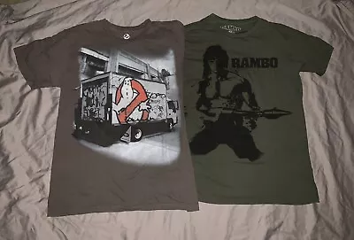 GHOSTBUSTERS And Rambo Men M Med Lot 2pc 1980s Movie Lot T Shirts • $18.95