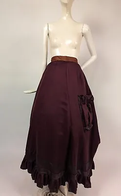 Most Unusual Asymmetrical Victorian 1870’s Red Wine Bustle Skirt • $488.24