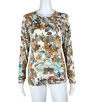 MAUS & HOFFMAN Made In Italy Modal Top Shirt CIRCUS PRINT - Size Medium M - NTSF • $39