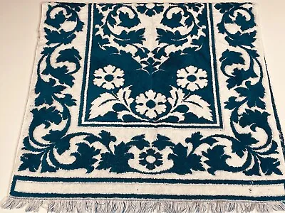 Vtg 60's Mcm Sears Drylon Blue&white Sculpted Floral Print Bath Towel • $16.99