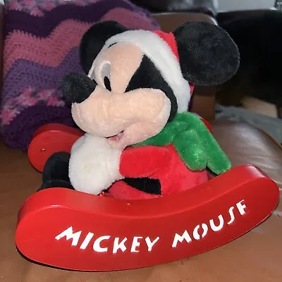 Mickey Mouse Christmas Musical Sled Sleigh Pals Plush Lights Moves Dashing Snow • $22.50