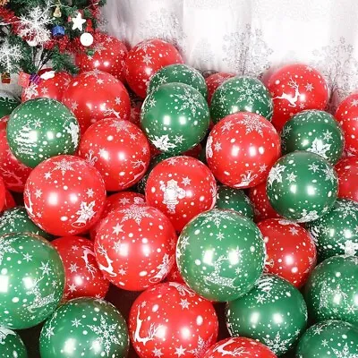 £2.89 • Buy Merry Christmas Latex Plain Balloons 12  Red & Green Xmas Birthday Party Decor