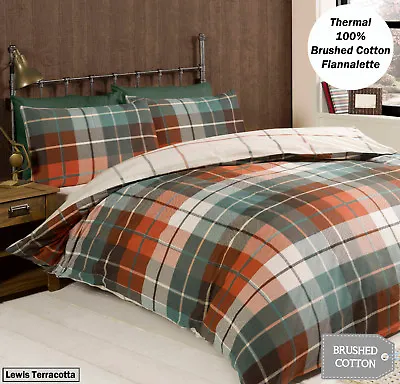 Argyle Tartan Check & Reverse Pin Stripe Duvet Quilt Cover Bedding + Pillowcases • £14.99