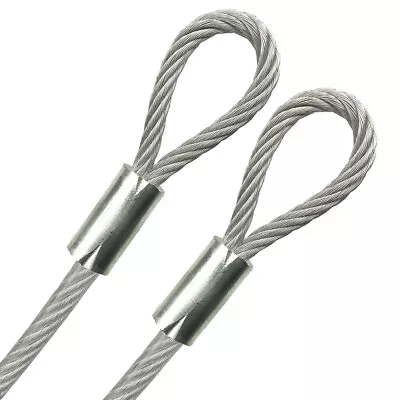 Looped End 3/16  Vinyl Coated Galvanized Steel Cable 7x19 1/8  Core 1ft - 70ft • $19