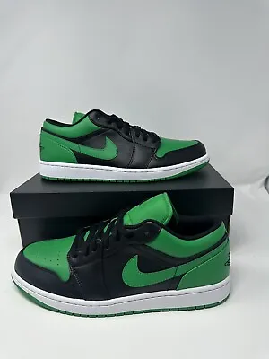 NEW Nike Air Jordan 1 Low Shoes  Lucky Green  Black White 553558-065 Men's Szs • $99.99
