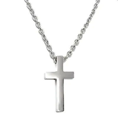Small Mens Simple Titanium Cross Pendant Necklace 18  Stainless Steel Chain • $66.19