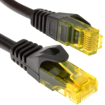 £3.50 • Buy PRO Network CAT6 COPPER Cable GigaBit Ethernet RJ45 Black [Yellow Ends] LOT
