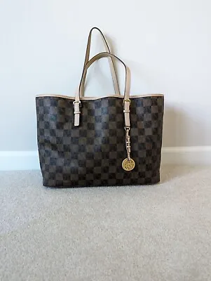 Michael Kors Checkerboard Logo Signature Jet Set Travel Never Full Style Tote • $125