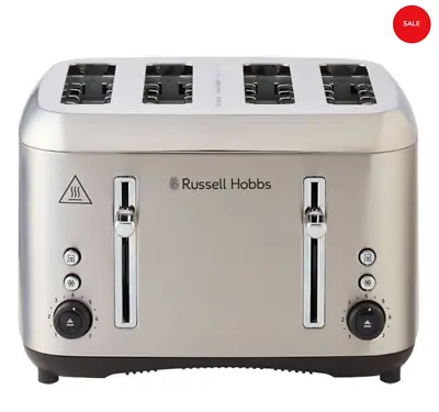 $65 • Buy Russell Hobbs Addison 4 Slice Toaster RHT514 Brushed Stainless Steel
