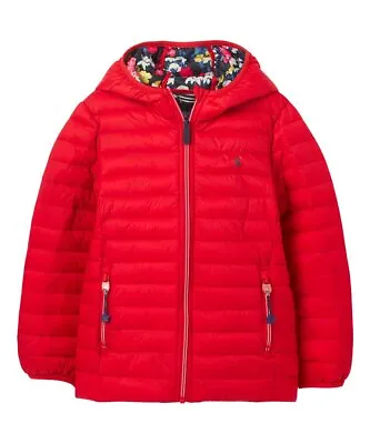 Baby Ex Joules Red Coat Kinnaird Lightly Padded Puffer Packable Hooded School • £9.95