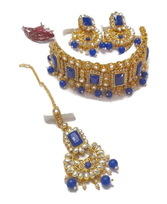 $37.03 • Buy Indian Bollywood Gold Plated Kundan Choker Bridal Necklace Earrings Jewelry Set