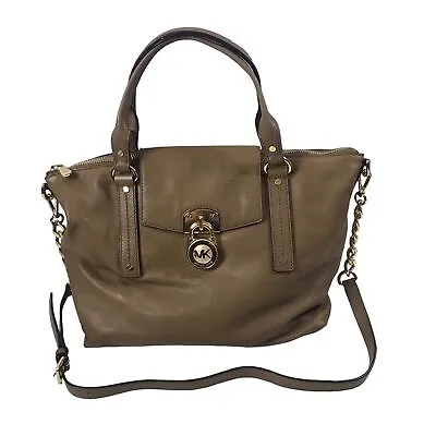 Michael Kors Hamilton Slouchy Soft Pebbled Leather Gold Chain Satchel • $79